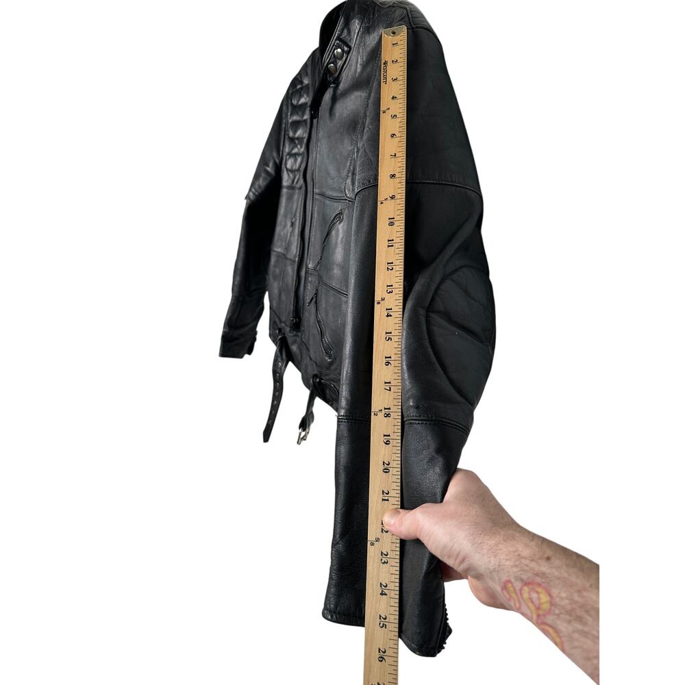 Steinmark L Wilsons $650 Heavy LEATHER Motorcycle Jacket Rider Safety Black 44 - Picture 12 of 12